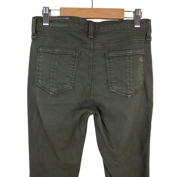 RAG & BONE Women's Green Mid Rise The Skinny Jeans in Distressed Fatigue 26 - Picture 6 of 10